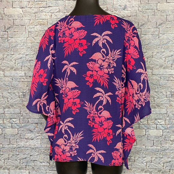 Quacker Factory Floral Print Cover Up Tunic - Picture 4 of 6